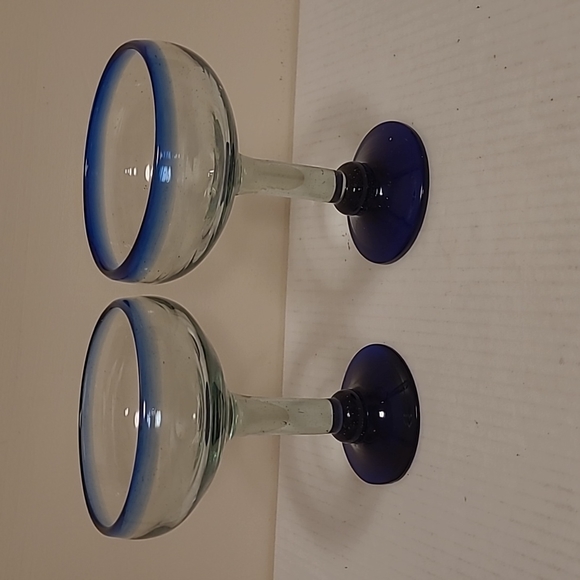 Pair of Beautiful Handblown Margarita Glasses - Picture 2 of 15